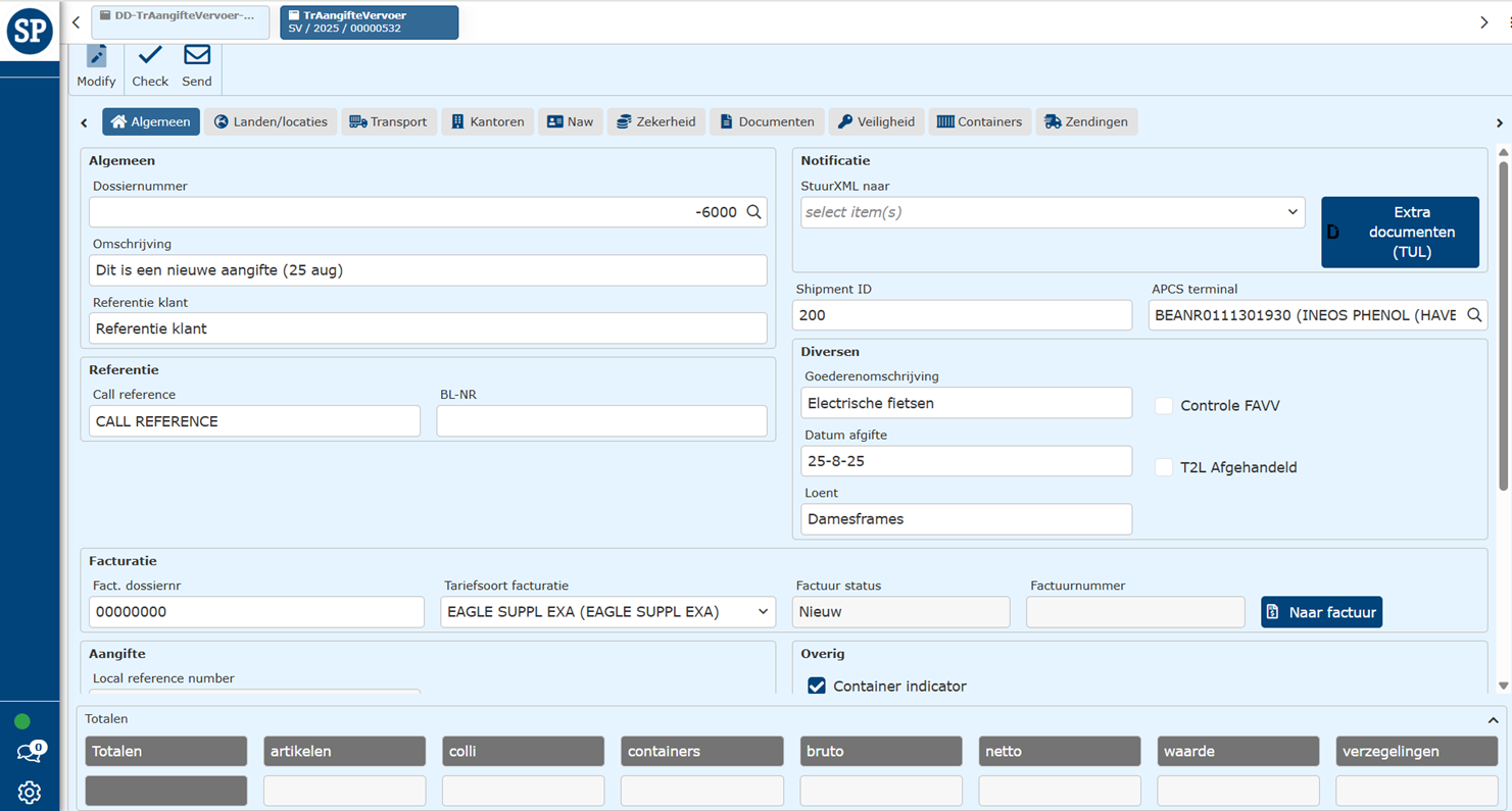 Scherm 2 aangifte invoeren